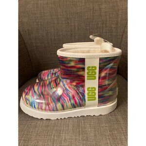 UGG Classic Clear Mini Pixelate Multicolor Waterproof Boots Size 3 NWOT
